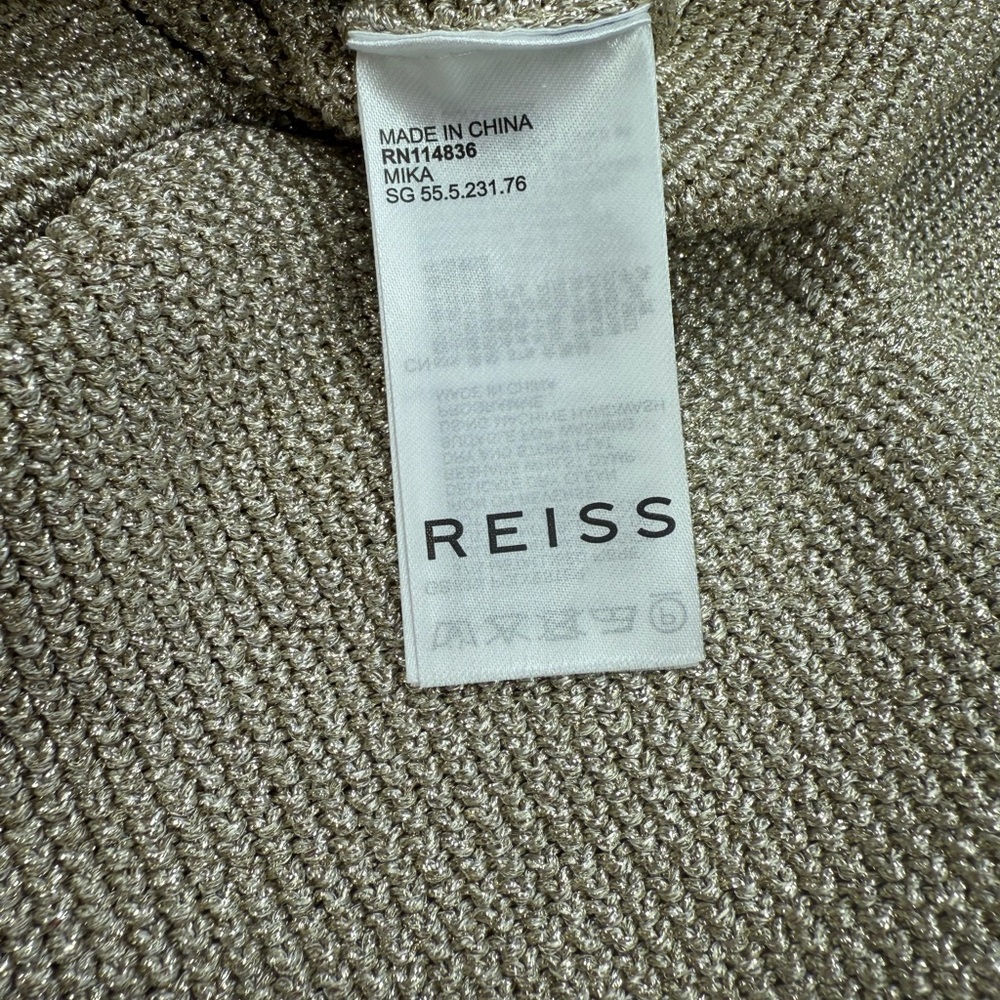 Reiss Metallic Taupe V-Neck Knit Tank Top - Picture 7 of 8